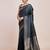 blue silk blend banarasi jacuard work saree with unstitched blouse piece