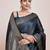 blue silk blend banarasi jacuard work saree with unstitched blouse piece