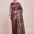 maroon silk blend banarasi jacuard work saree with unstitched blouse piece
