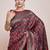 maroon silk blend banarasi jacuard work saree with unstitched blouse piece