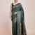green silk blend banarasi jacuard work saree with unstitched blouse piece