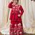 Crimson red gota embroidered cotton kurti lehenga set