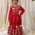 Crimson red gota embroidered cotton kurti lehenga set