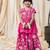 Fuchsia pink embroidered cotton kurti lehenga set