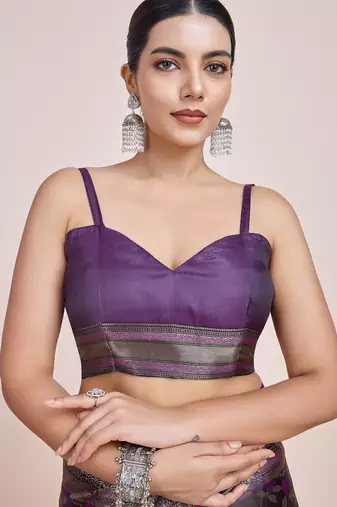 wine silk blend banarasi jacuard work saree with unstitched blouse piece
