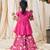 Fuchsia pink embroidered cotton kurti lehenga set