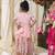 Peach pink embroidered cotton kurti lehenga set