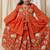 Rust orange embroidered cotton kurti lehenga set