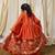 Rust orange embroidered cotton kurti lehenga set