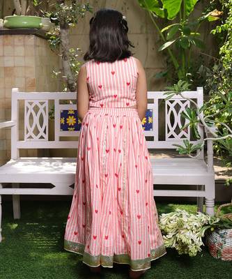 Pastel peach stripes printed cotton lehenga choli 2