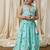 Mint green stripes printed cotton lehenga choli