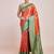 orange silk blend banarasi jacuard work saree with unstitched blouse piece