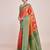 orange silk blend banarasi jacuard work saree with unstitched blouse piece