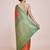 orange silk blend banarasi jacuard work saree with unstitched blouse piece