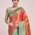 orange silk blend banarasi jacuard work saree with unstitched blouse piece