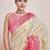 cream silk blend banarasi jacuard work saree with unstitched blouse piece
