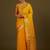 yeloow silk blend banarasi jacuard work saree with unstitched blouse piece