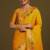 yeloow silk blend banarasi jacuard work saree with unstitched blouse piece