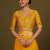 yeloow silk blend banarasi jacuard work saree with unstitched blouse piece