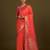 orange silk blend banarasi jacuard work saree with unstitched blouse piece