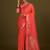 orange silk blend banarasi jacuard work saree with unstitched blouse piece