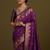 wine silk blend banarasi jacuard work saree with unstitched blouse piece
