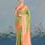 mehendi silk blend banarasi jacuard work saree with unstitched blouse piece
