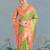 mehendi silk blend banarasi jacuard work saree with unstitched blouse piece