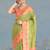 mehendi silk blend banarasi jacuard work saree with unstitched blouse piece