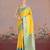 yellow silk blend banarasi jacuard work saree with unstitched blouse piece