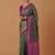 sea green silk blend banarasi jacuard work saree with unstitched blouse piece