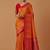 orange silk blend banarasi jacuard work saree with unstitched blouse piece