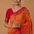 orange silk blend banarasi jacuard work saree with unstitched blouse piece