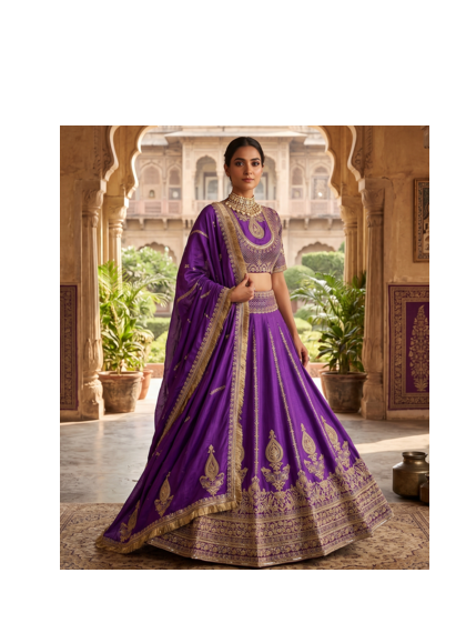 Royal Purple Embroidered Lehenga Choli for Women with Dupatta 1