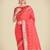 orange silk blend banarasi jacuard work saree with unstitched blouse piece