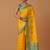 yellow silk blend banarasi jacuard work saree with unstitched blouse piece