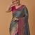 sea green silk blend banarasi jacuard work saree with unstitched blouse piece