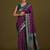 wine silk blend banarasi jacuard work saree with unstitched blouse piece
