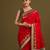red silk blend banarasi jacuard work saree with unstitched blouse piece