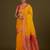 orange silk blend banarasi jacuard work saree with unstitched blouse piece