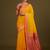 orange silk blend banarasi jacuard work saree with unstitched blouse piece
