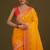 orange silk blend banarasi jacuard work saree with unstitched blouse piece