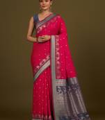 pink silk blend banarasi jacuard work saree with unstitched blouse piece