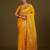 yelllow silk blend banarasi jacuard work saree with unstitched blouse piece