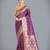 wine silk blend banarasi jacuard work saree with unstitched blouse piece