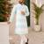 Sky blue color embroidery work & shading print cotton men's kurta payjama set