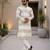 Lime green color embroidery work & shading print cotton men's kurta payjama set