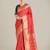 red silk blend banarasi jacuard work saree with unstitched blouse piece