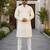 Lemon yellow color embroidery work & shading print cotton men's kurta payjama set