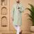 Pista color white embroidery thread work with multi sequence silk men's kurta payjama set